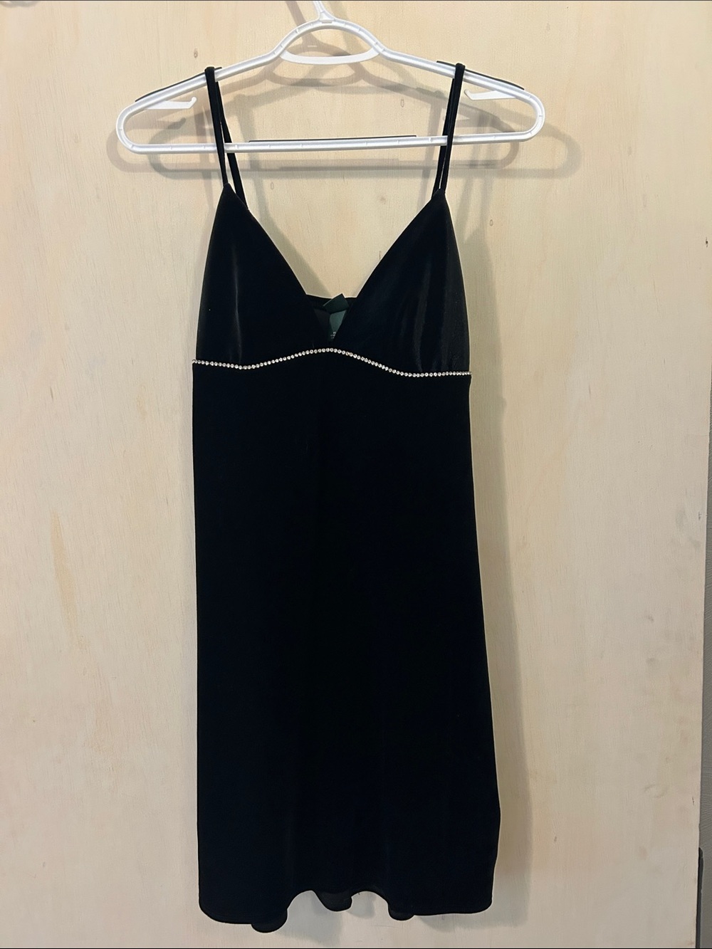 Target Black Velvet Slip Dress with Rhinestone Trim